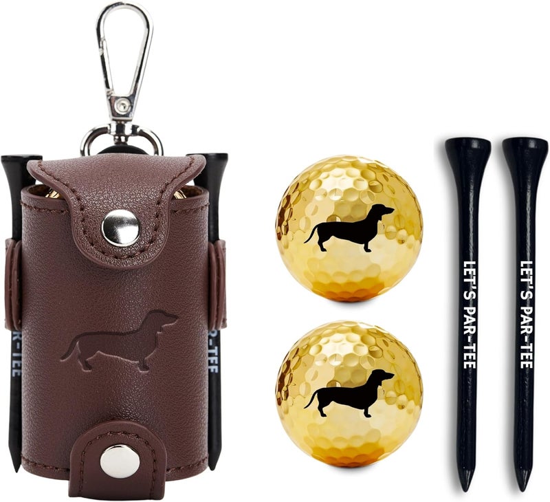 CybGene Dachshund Gifts Golf Ball & Tee Holder with 2 Balls and 2 Tees - Dachshund Golf Gifts Accessories for Men/Women - Image 1